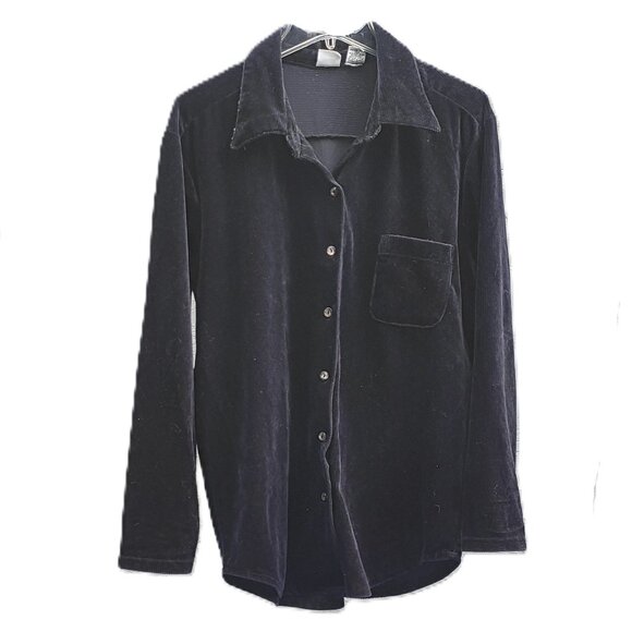 Sostanza Black Velvet Shirt Jacket Shacket Size Small Oversized - Picture 1 of 6